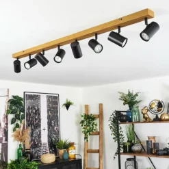 Luminaires Scandinaves-hofstein Gesteira Plafonnier, Spot de plafond Couleur bois, Noir, 8 lumières
