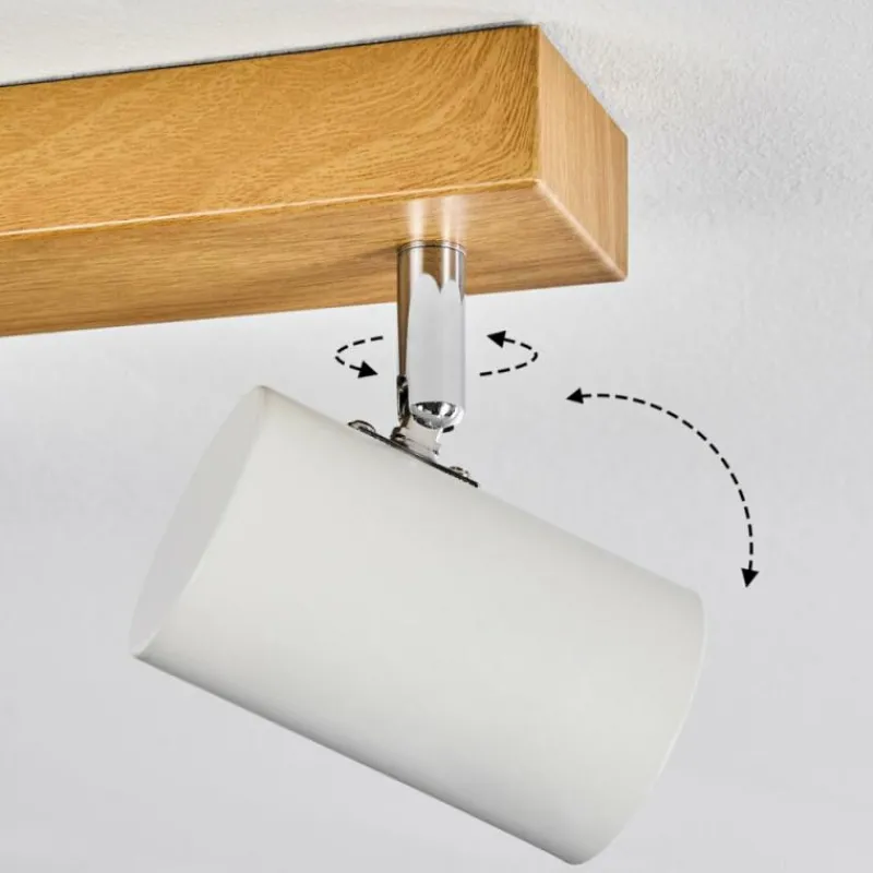 Luminaires Scandinaves-hofstein Gesteira Plafonnier, Spot de plafond Chrome, Couleur bois, 8 lumières