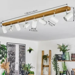 Luminaires Scandinaves-hofstein Gesteira Plafonnier, Spot de plafond Chrome, Couleur bois, 8 lumières