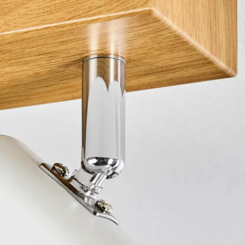 Luminaires Scandinaves-hofstein Gesteira Plafonnier, Spot de plafond Chrome, Couleur bois, 8 lumières