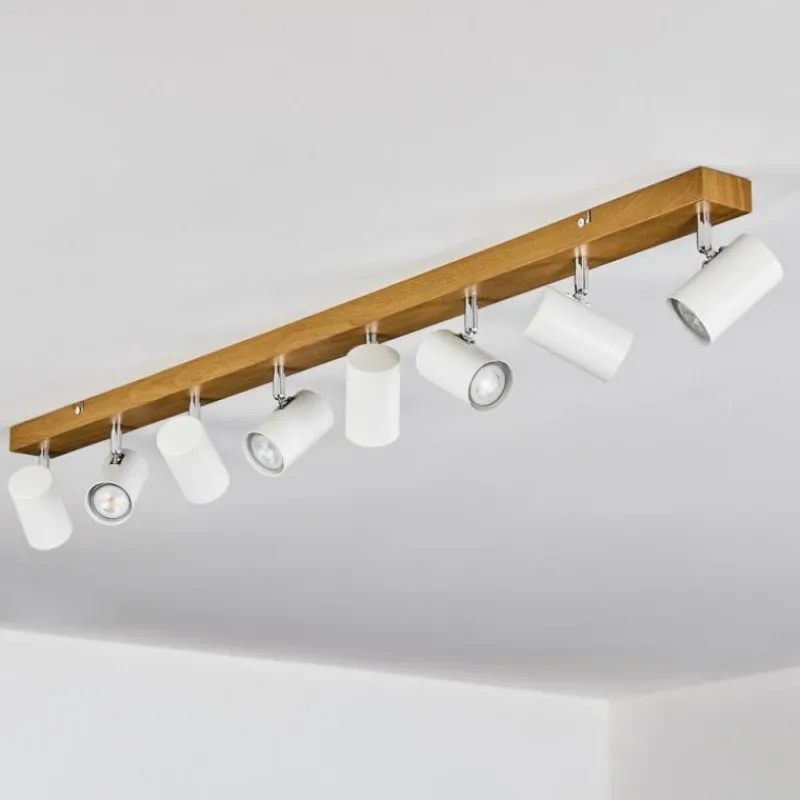 Luminaires Scandinaves-hofstein Gesteira Plafonnier, Spot de plafond Chrome, Couleur bois, 8 lumières