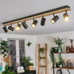 Luminaires Scandinaves-hofstein Gesteira Plafonnier, Spot de plafond Écru, Noir, 8 lumières