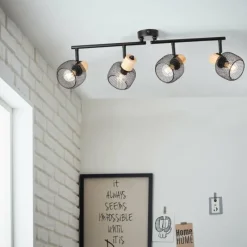 Luminaires Scandinaves-Luminaires Brilliant Giada Spot de plafond Noir, 4 lumières