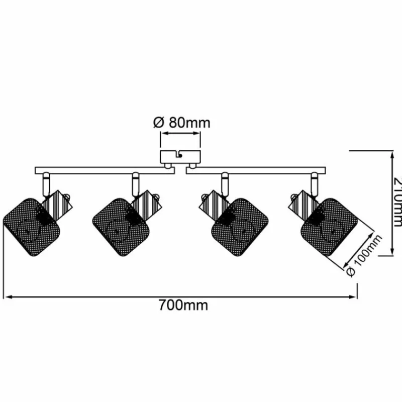 Luminaires Scandinaves-Luminaires Brilliant Giada Spot de plafond Noir, 4 lumières