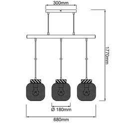 Luminaires Scandinaves-Luminaires Brilliant Giada Suspension Noir, 3 lumières