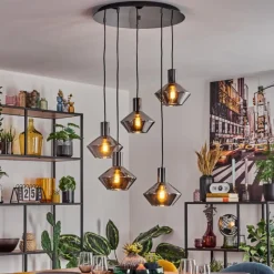 hofstein Gillbergatorp Suspension, Boule lumineuse, Suspension Chrome, Fumé, 5 lumières