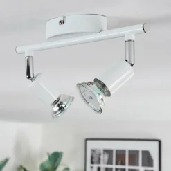 hofstein Gjedso Plafonnier, Spot de plafond LED Chrome, Blanc, 2 lumières* Spots Et Projecteurs