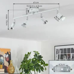 hofstein Gjedso Plafonnier, Spot de plafond LED Chrome, Blanc, 4 lumières* Spots Et Projecteurs