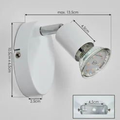 hofstein Gjedso Spot de plafond, Applique murale, Spot mural LED Chrome, Blanc, 1 lumière