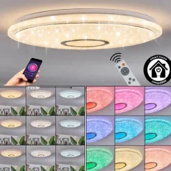 hofstein Gjevninge Plafonnier LED Argenté, Blanc, 1 lumière, Télécommandes