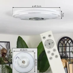 hofstein Gjevninge Plafonnier LED Argenté, Blanc, 1 lumière, Télécommandes