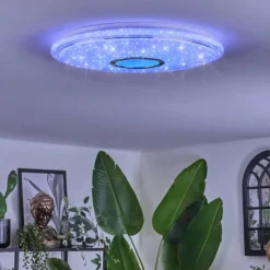 hofstein Gjevninge Plafonnier LED Argenté, Blanc, 1 lumière, Télécommandes