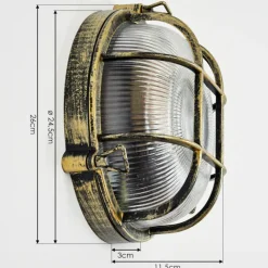 Lampes Dorées-hofstein Godel Lampe murale d´extérieur Or, Noir, 1 lumière