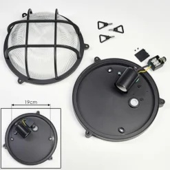 Lampes Vintages & Rétros-hofstein Godel Plafonnier extérieur, Plafonnier Noir, 1 lumière