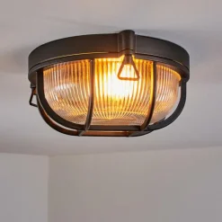 Lampes Vintages & Rétros-hofstein Godel Plafonnier extérieur, Plafonnier Noir, 1 lumière