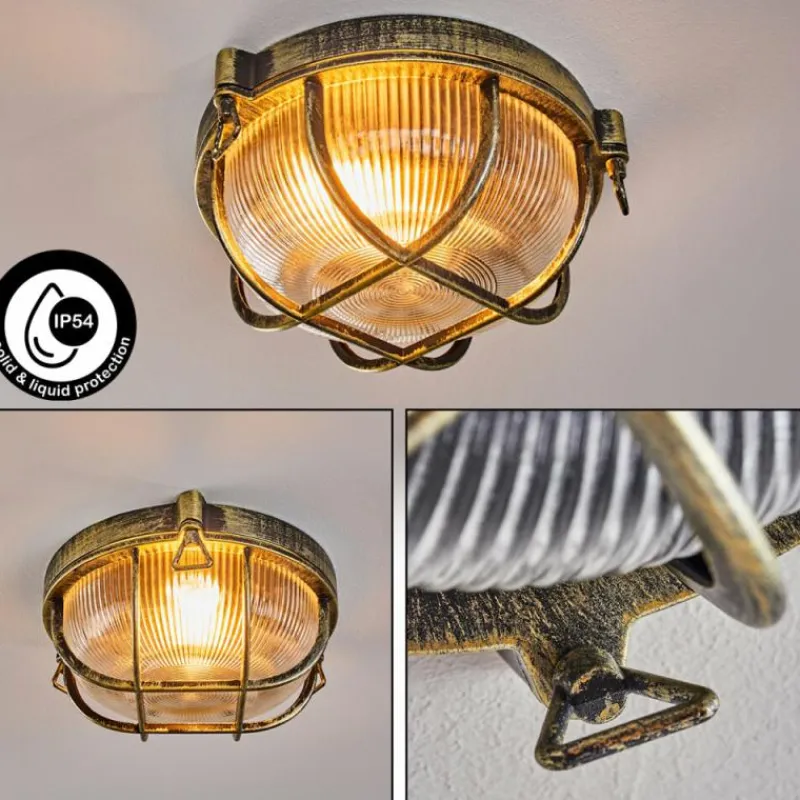 Lampes Dorées-hofstein Godel Plafonnier extérieur, Plafonnier Or, Noir, 1 lumière