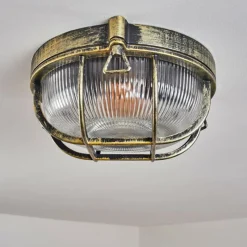 Lampes Dorées-hofstein Godel Plafonnier extérieur, Plafonnier Or, Noir, 1 lumière