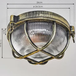 Lampes Dorées-hofstein Godel Plafonnier extérieur, Plafonnier Or, Noir, 1 lumière