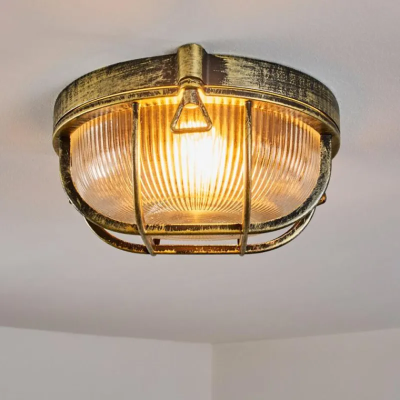 Lampes Dorées-hofstein Godel Plafonnier extérieur, Plafonnier Or, Noir, 1 lumière