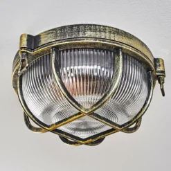 Lampes Dorées-hofstein Godel Plafonnier extérieur, Plafonnier Or, Noir, 1 lumière