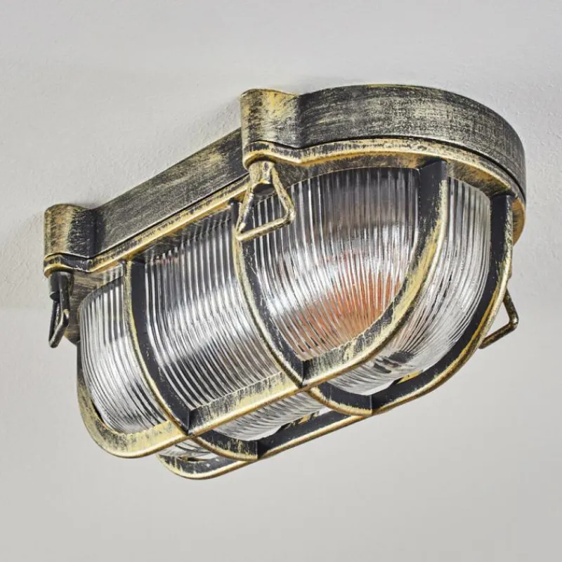 Lampes Dorées-hofstein Godel Plafonnier extérieur, Plafonnier Or, Noir, 1 lumière