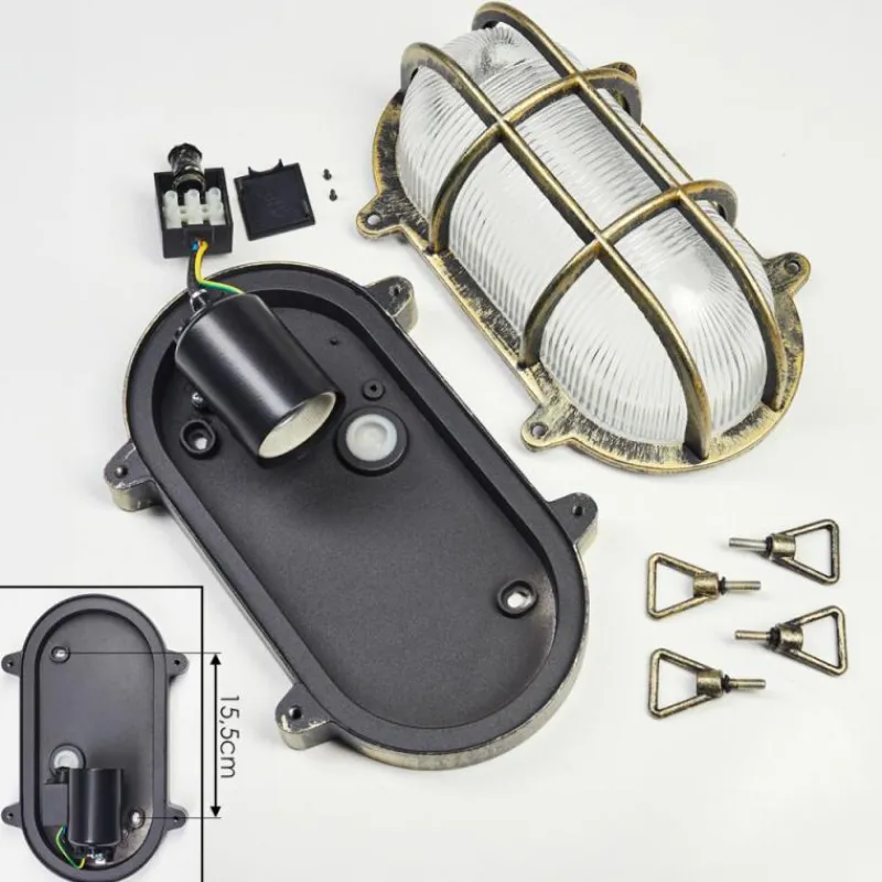 Lampes Dorées-hofstein Godel Plafonnier extérieur, Plafonnier Or, Noir, 1 lumière