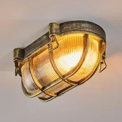 Lampes Dorées-hofstein Godel Plafonnier extérieur, Plafonnier Or, Noir, 1 lumière