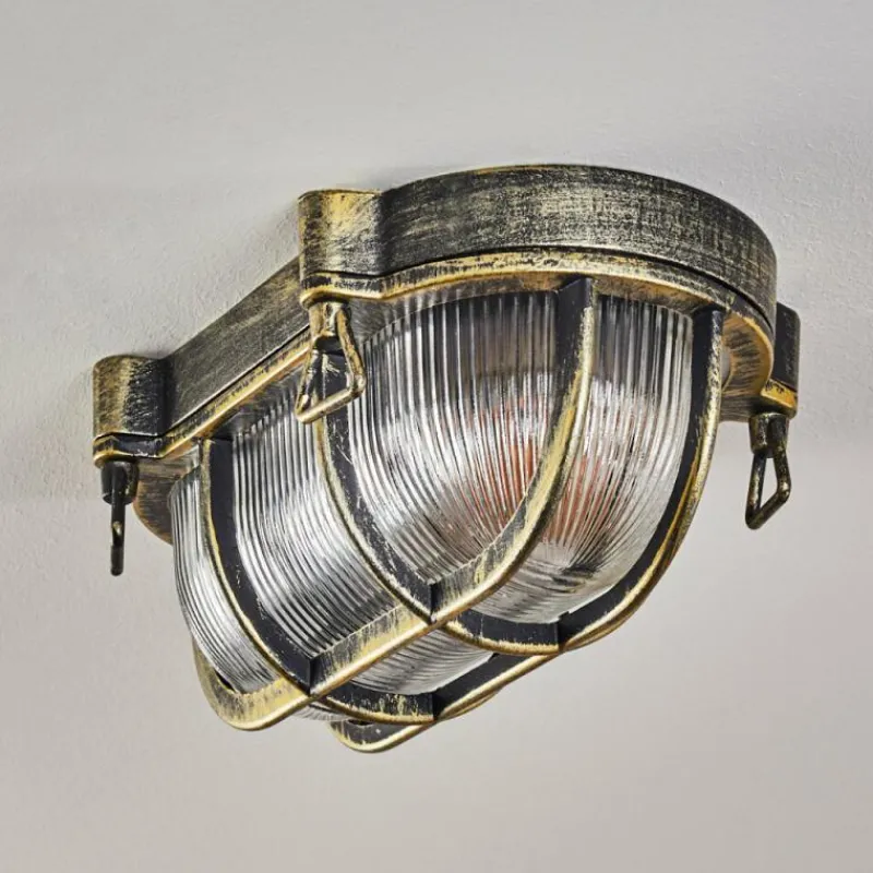 Lampes Dorées-hofstein Godel Plafonnier extérieur, Plafonnier Or, Noir, 1 lumière