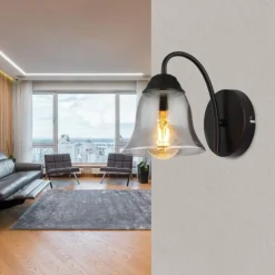 Suspension Verre Fumé-Luminaires Globo Lighting GONNY Applique murale Noir, 1 lumière