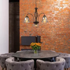 Suspension Verre Fumé-Luminaires Globo Lighting GONNY Suspension Noir, 3 lumières