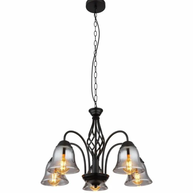 Suspension Verre Fumé-Luminaires Globo Lighting GONNY Suspension Noir, 5 lumières