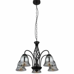 Suspension Verre Fumé-Luminaires Globo Lighting GONNY Suspension Noir, 5 lumières