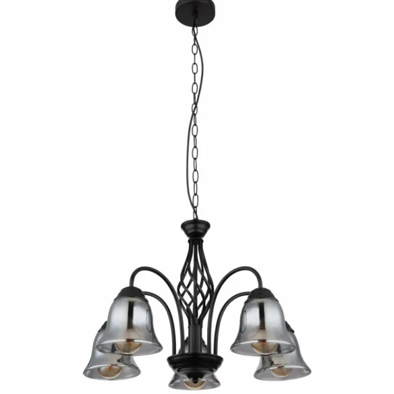 Suspension Verre Fumé-Luminaires Globo Lighting GONNY Suspension Noir, 5 lumières
