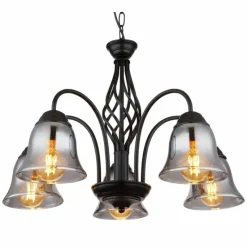 Suspension Verre Fumé-Luminaires Globo Lighting GONNY Suspension Noir, 5 lumières