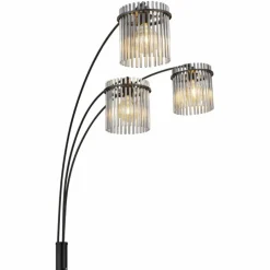 Suspension Verre Fumé-Luminaires Globo Lighting Gorley Lampadaire Noir, 3 lumières
