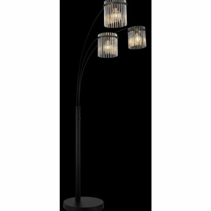 Suspension Verre Fumé-Luminaires Globo Lighting Gorley Lampadaire Noir, 3 lumières