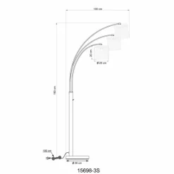 Suspension Verre Fumé-Luminaires Globo Lighting Gorley Lampadaire Noir, 3 lumières
