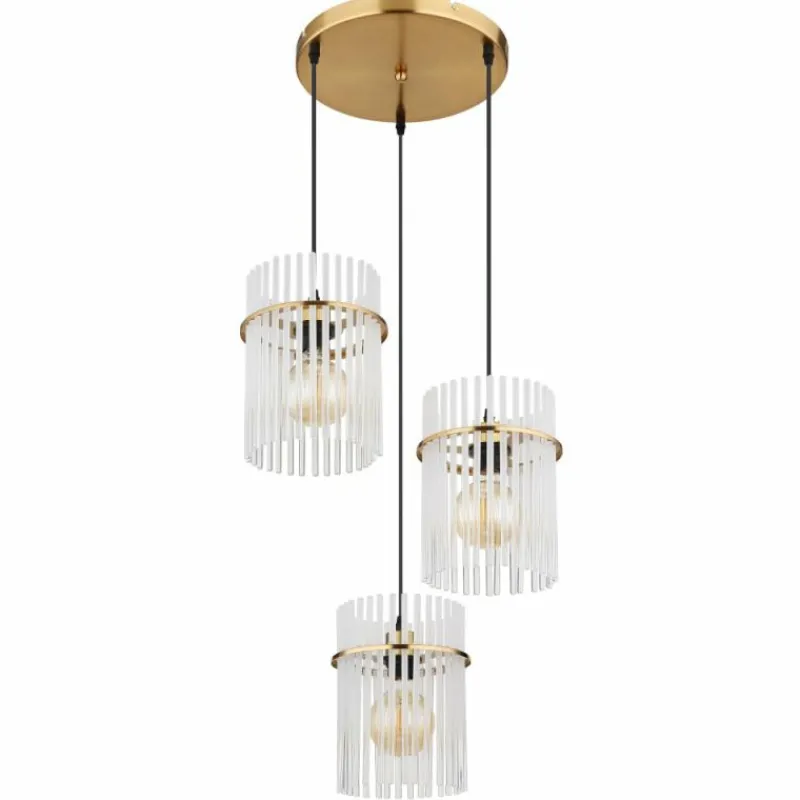 Lampes Dorées-Luminaires Globo Lighting Gorley Suspension Or, 3 lumières