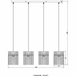 Luminaires Globo Lighting Gorley Suspension Noir, 4 lumières