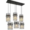 Suspension Verre Fumé-Luminaires Globo Lighting Gorley Suspension Noir, 6 lumières