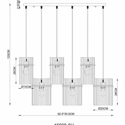 Suspension Verre Fumé-Luminaires Globo Lighting Gorley Suspension Noir, 6 lumières