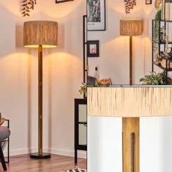 Luminaires Scandinaves-hofstein Granja Lampadaire Brun, Écru, Noir, 1 lumière