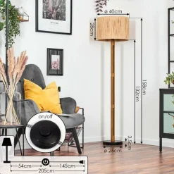 Luminaires Scandinaves-hofstein Granja Lampadaire Brun, Écru, Noir, 1 lumière