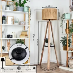 Luminaires Scandinaves-hofstein Granja Lampadaire Écru, Noir, 1 lumière