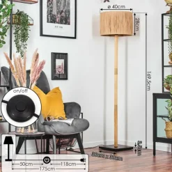 Luminaires Scandinaves-hofstein Granja Lampadaire Écru, Noir, 1 lumière