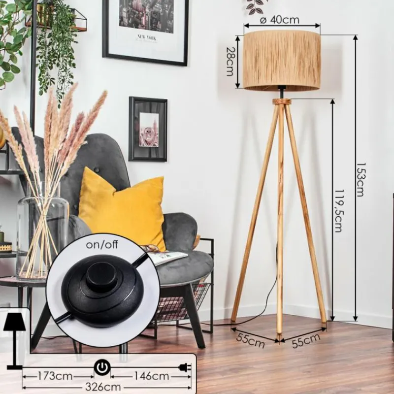 Luminaires Scandinaves-hofstein Granja Lampadaire Écru, Noir, 1 lumière