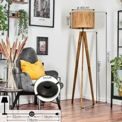 hofstein Granja Lampadaire, Liseuse Écru, Noir, 1 lumière