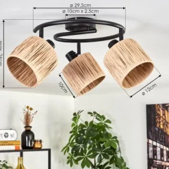 Luminaires Scandinaves-hofstein Granja Plafonnier Noir, 3 lumières