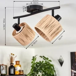 hofstein Granja Plafonnier Noir, 2 lumières