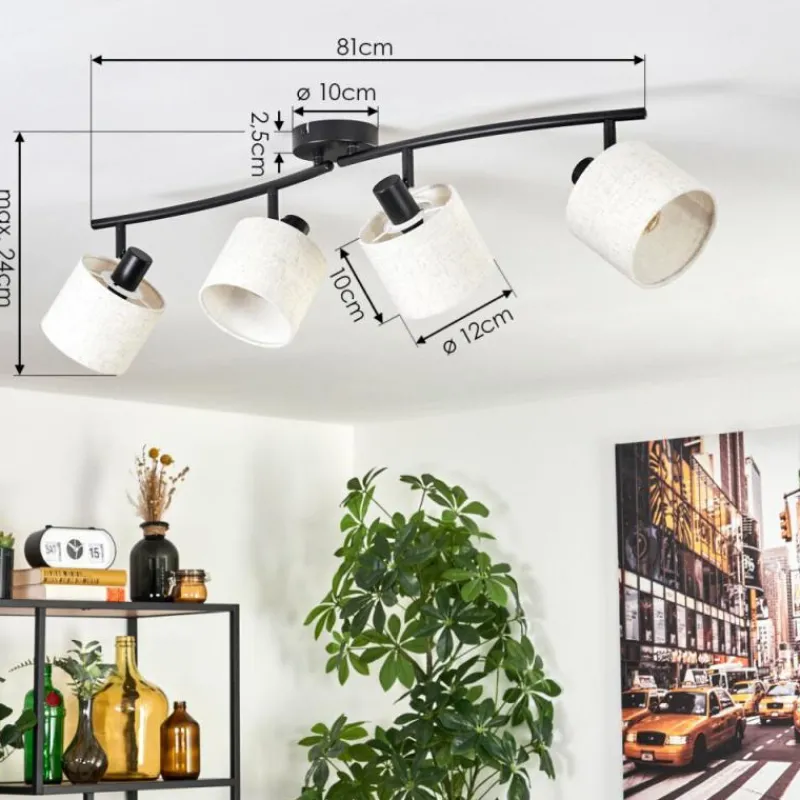 Lampes En Tissu-hofstein Granja Plafonnier Noir, 4 lumières
